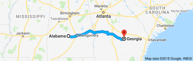 Alabama to Georgia Auto Transport Route