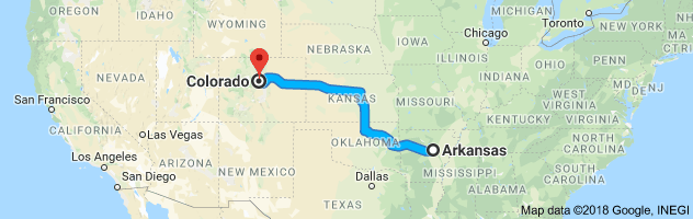 Arkansas to Colorado Auto Transport Route