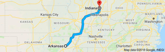 Arkansas to Indiana Auto Transport Route
