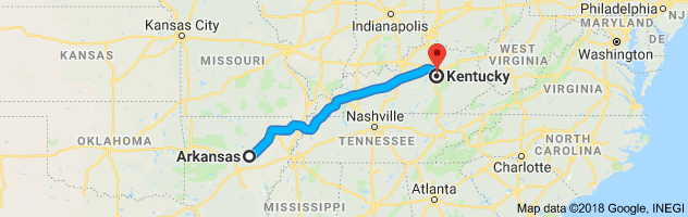 Arkansas to Kentucky Auto Transport Route