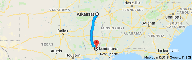 Arkansas to Louisiana Auto Transport Route