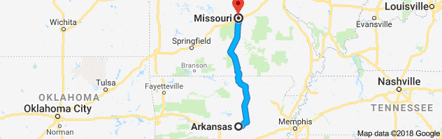 Arkansas to Missouri Auto Transport Route