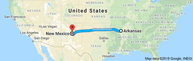 Arkansas to New Mexico Auto Transport Route