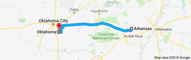 Arkansas to Oklahoma Auto Transport Route