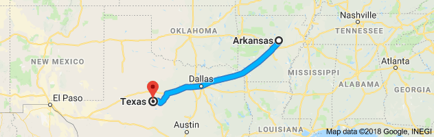 Arkansas to Texas Auto Transport Route