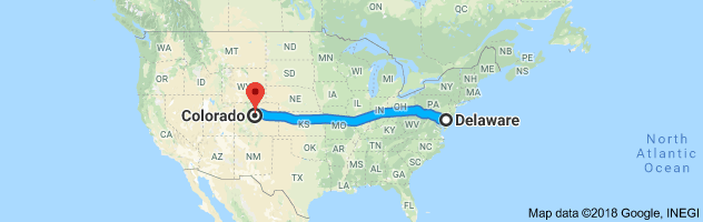 Delaware to Colorado Auto Transport Route