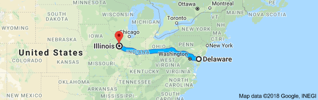 Delaware to Illinois Auto Transport Route
