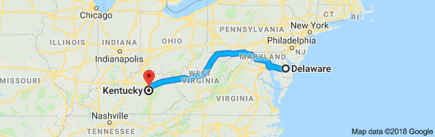 Delaware to Kentucky Auto Transport Route