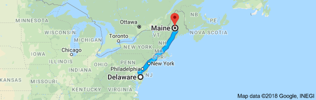 Delaware to Maine Auto Transport Route