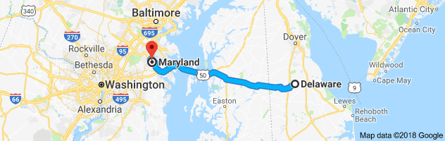 Delaware to Maryland Auto Transport Route