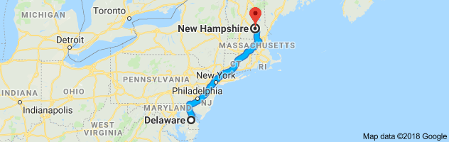 Delaware to New Hampshire Auto Transport Route