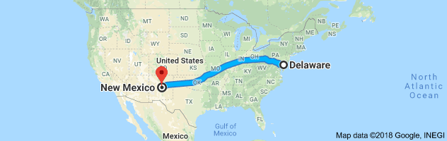 Delaware to New Mexico Auto Transport Route