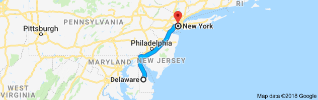 Delaware to New York Auto Transport Route