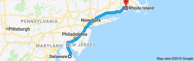 Delaware to Rhode Island Auto Transport Route