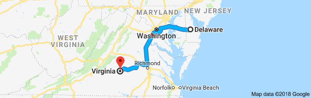 Delaware to Virginia Auto Transport Route