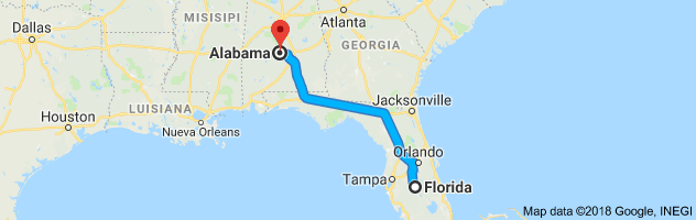 Florida to Alabama Auto Transport Route