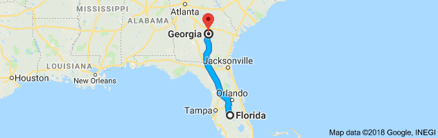 Florida to Georgia Auto Transport Route