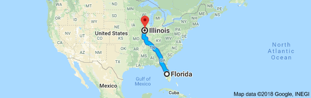 Florida to Illinois Auto Transport Route