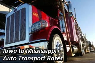 Iowa to Mississippi Auto Transport Rates
