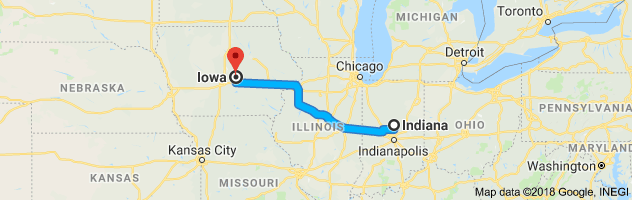 Indiana to Iowa Auto Transport Route