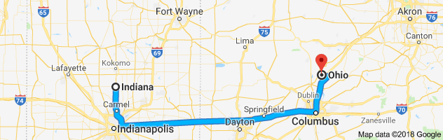 Indiana to Ohio Auto Transport Route