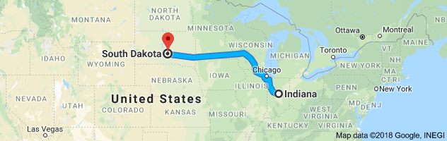Indiana to South Dakota Auto Transport Route