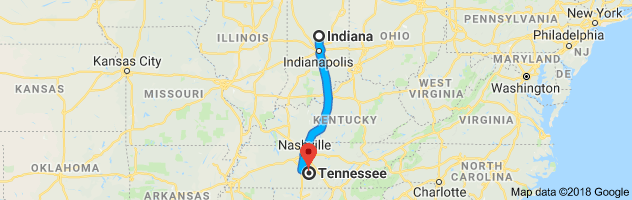 Indiana to Tennessee Auto Transport Route