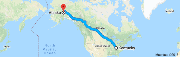 Kentucky to Alaska Auto Transport Route