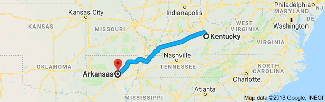 Kentucky to Arkansas Auto Transport Route