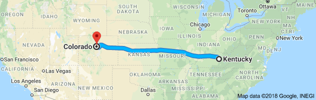 Kentucky to Colorado Auto Transport Route