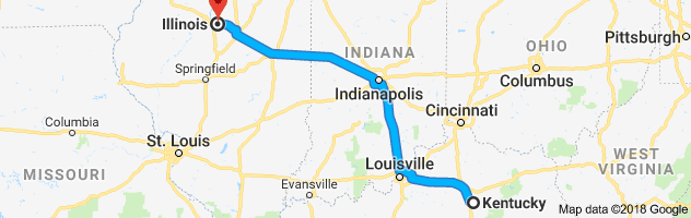 Kentucky to Illinois Auto Transport Route