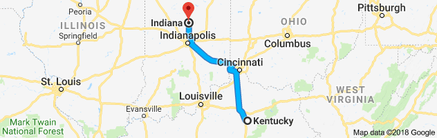 Kentucky to Indiana Auto Transport Route