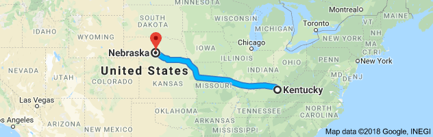 Kentucky to Nebraska Auto Transport Route