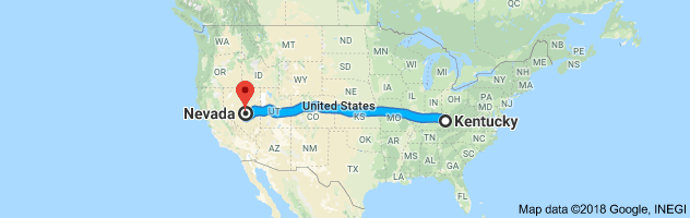 Kentucky to Nevada Auto Transport Route