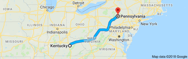 Kentucky to Pennsylvania Auto Transport Route