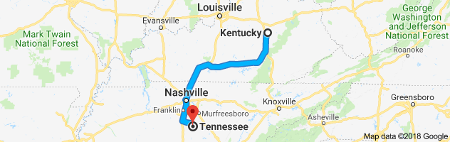 Kentucky to Tennessee Auto Transport Route
