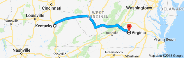 Kentucky to Virginia Auto Transport Route