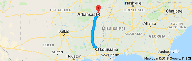 Louisiana to Arkansas Auto Transport Route