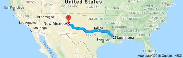 Louisiana to New Mexico Auto Transport Route