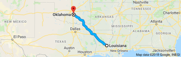 Louisiana to Oklahoma Auto Transport Route