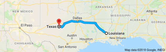 Louisiana to Texas Auto Transport Route