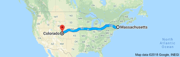 Massachusetts to Colorado Auto Transport Route