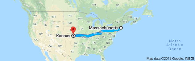 Massachusetts to Kansas Auto Transport Route
