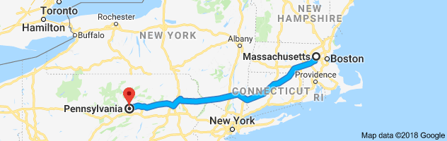 Massachusetts to Pennsylvania Auto Transport Route