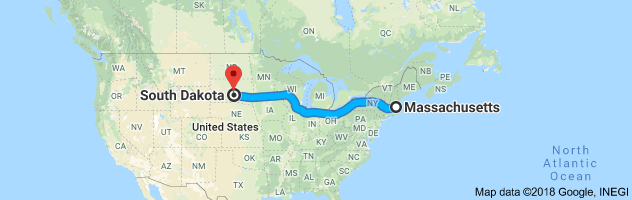 Massachusetts to South Dakota Auto Transport Route
