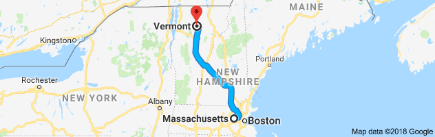 Massachusetts to Vermont Auto Transport Route