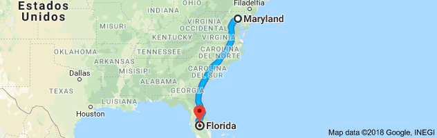Maryland to Florida Auto Transport Route