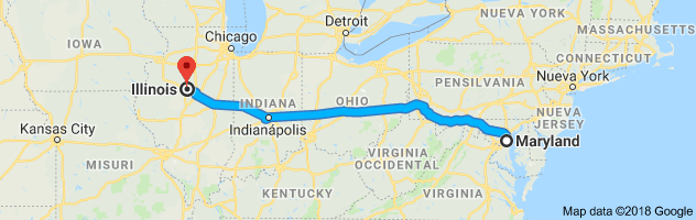 Maryland to Illinois Auto Transport Route