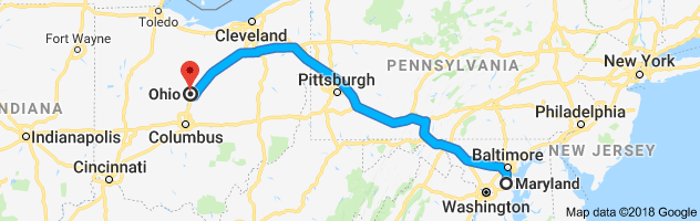 Maryland to Ohio Auto Transport Route