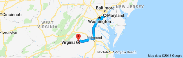 Maryland to Virginia Auto Transport Route